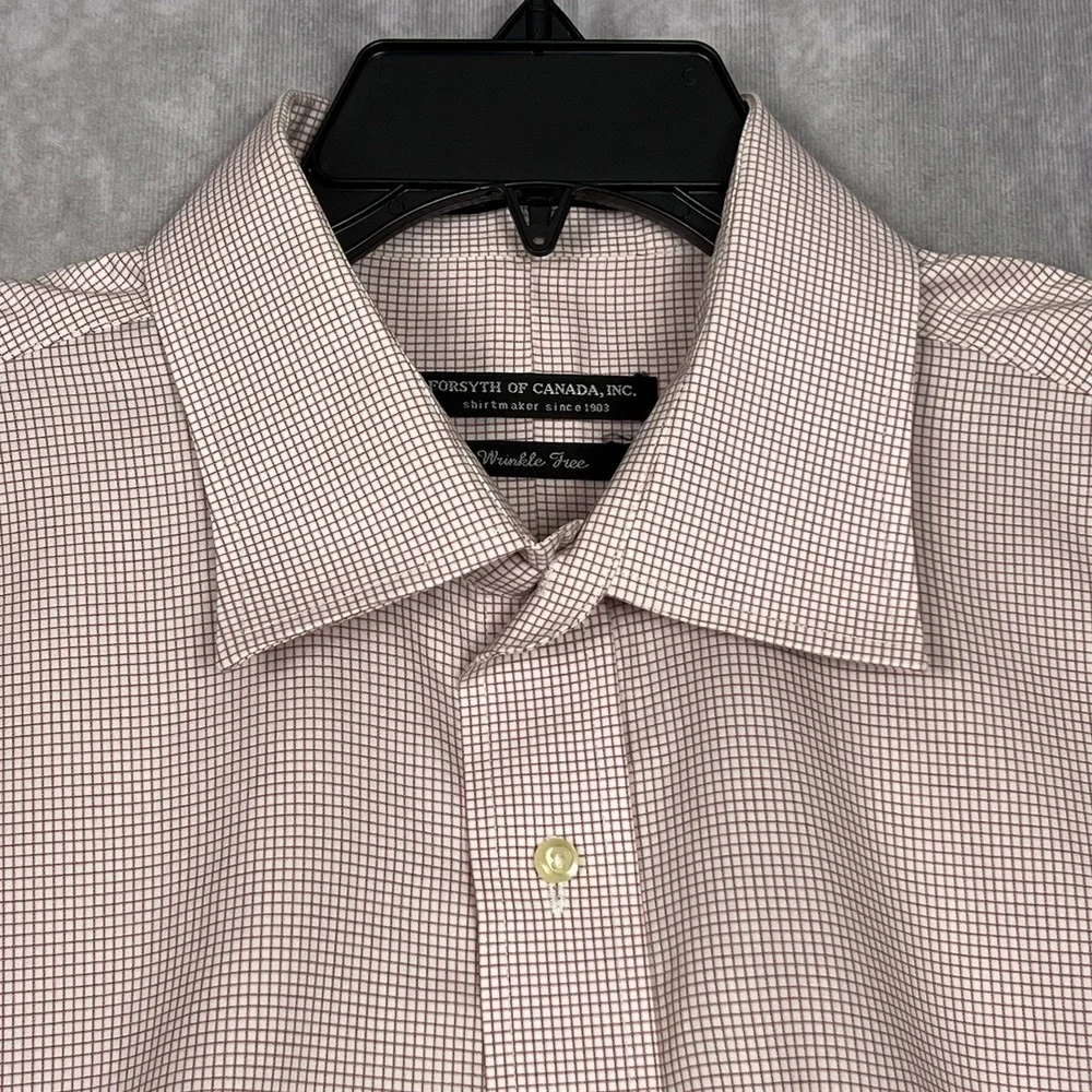 Forsyth of Canada Men's Plaid Wrinkle Free Long Sleeve Dress Shirt 17.5-35/35 - Picture 2 of 13